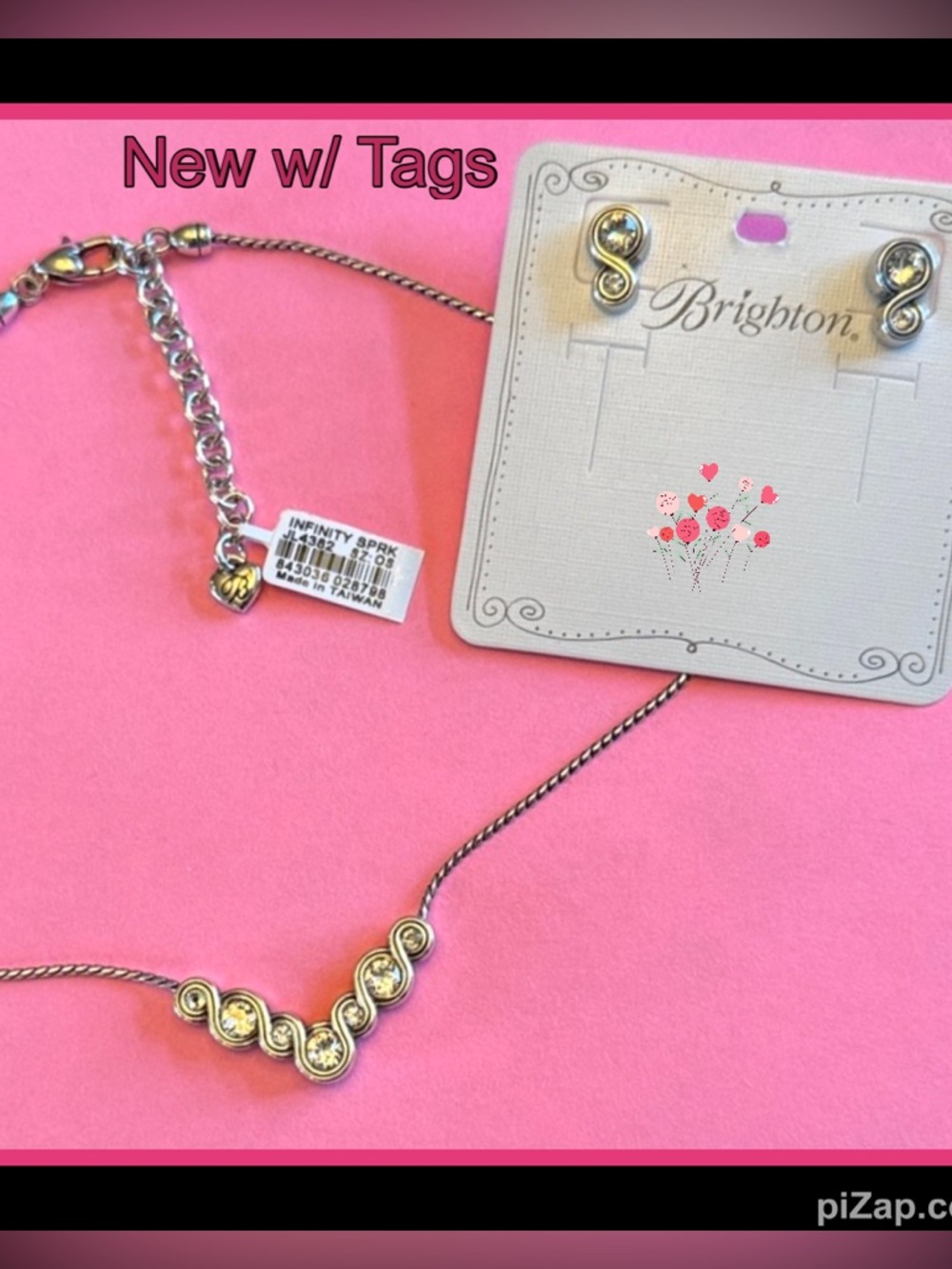 💕NWT BRIGHTON Infinity Sparkle Necklace & Stud Earrings Set